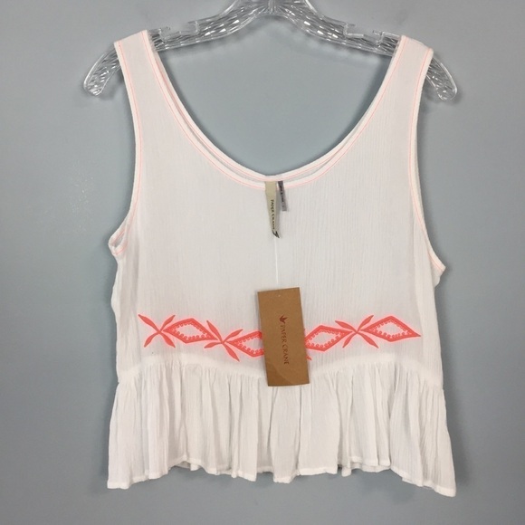 PAPER Crane Embroidered Boho Peplum Tank Top - Picture 2 of 16